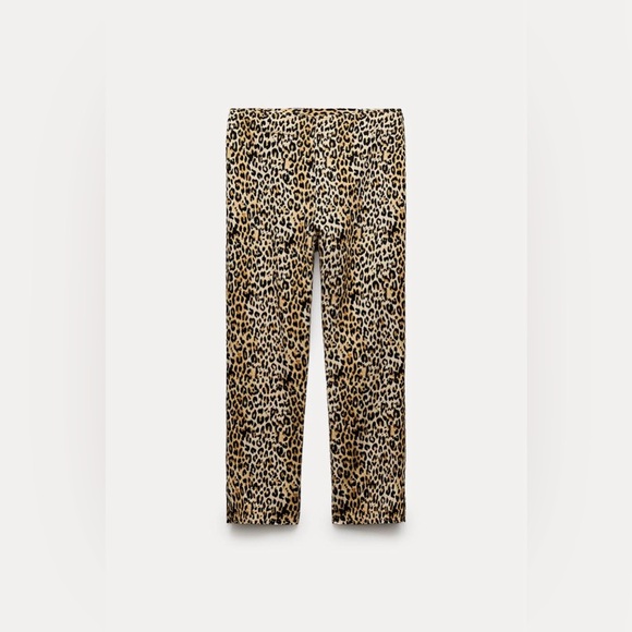 SALE! ZARA NWT ZW COLLECTION ANIMAL PRINT CAPRI PANTS - Picture 5 of 9